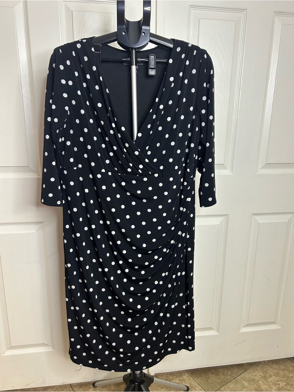 Jessica Howard Black & White Polka Dot Midi Dress 18W